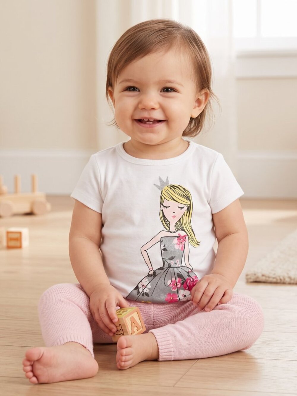 NWT | Carter's White Princess Floral Graphic T-Shirt | Size 12M